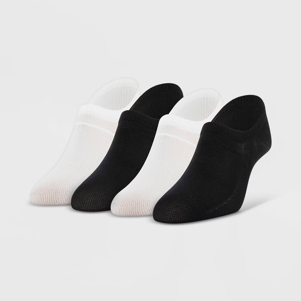 Peds High Cut No Show Socks Black & White 4 Pair Women’s 5-10